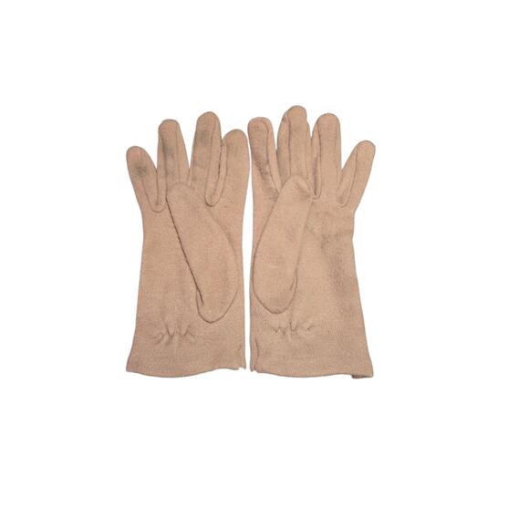 Pink, beige and gray winter scarf with matching gloves set, one size - Picture 4 of 5